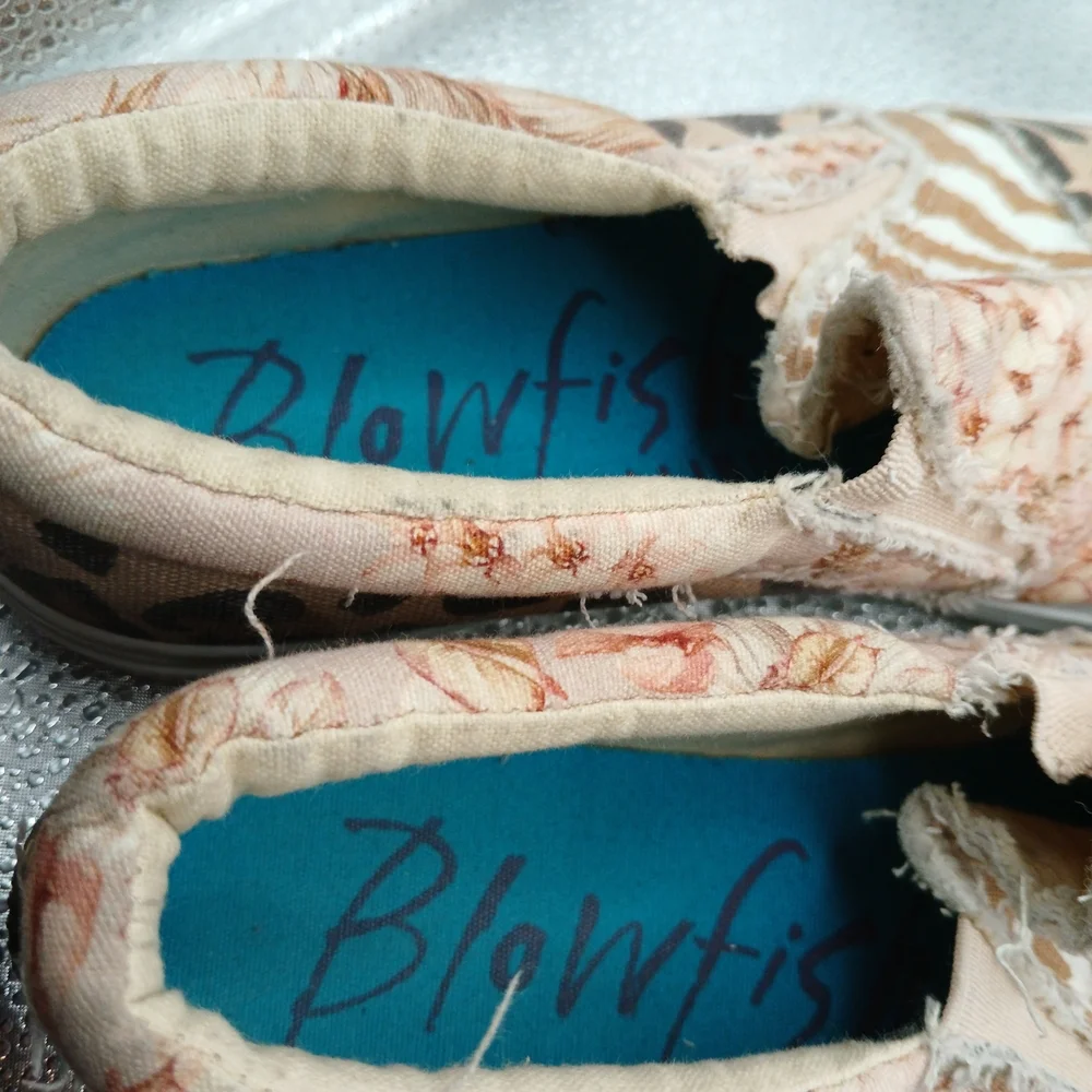 Blowfish Beige/Brown Floral and Leopard Print Sneakers Women's Size 9